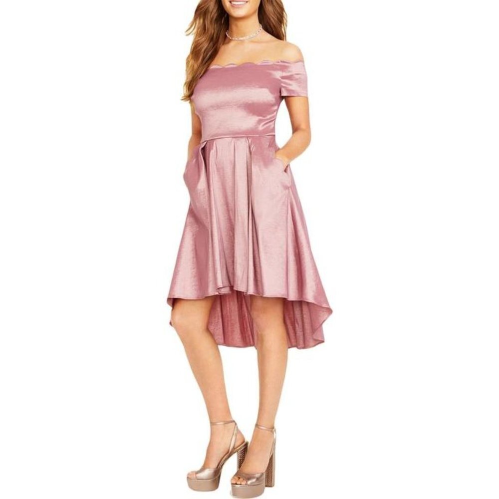 B. Darlin Scalloped Off Shoulder Dress Sz 15/16 Mauve 907 - Picture 1 of 6